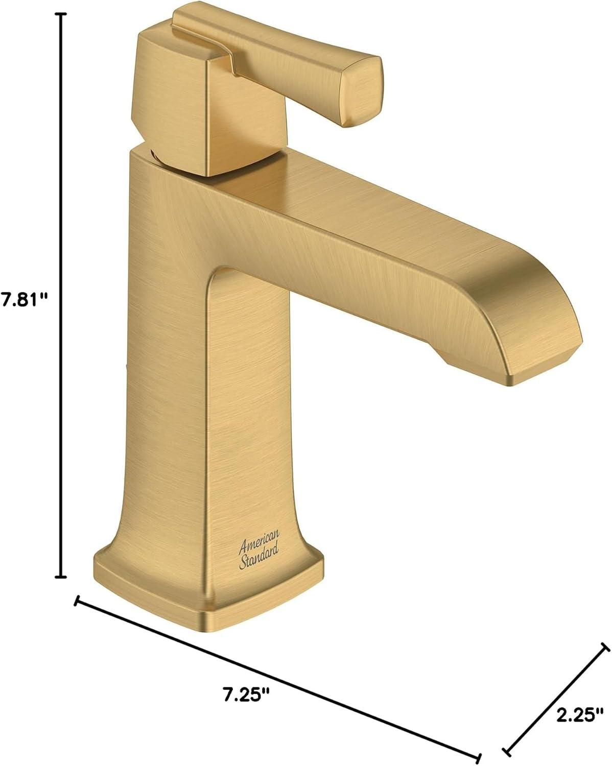 Gold Single-Handle Brass Bathroom Faucet with Lever Handle