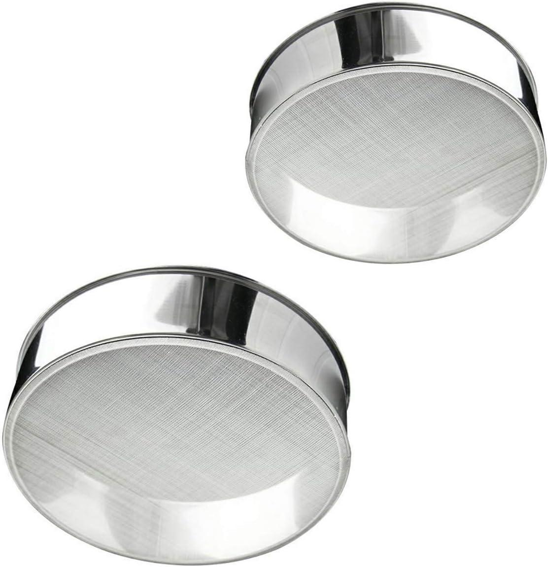 2Pcs Sieve Fine Mesh, Stainless Steel Round Sifter for Baking, Flour Sieve, 8 Inch 40 Mesh and 6 Inch 60 Mesh