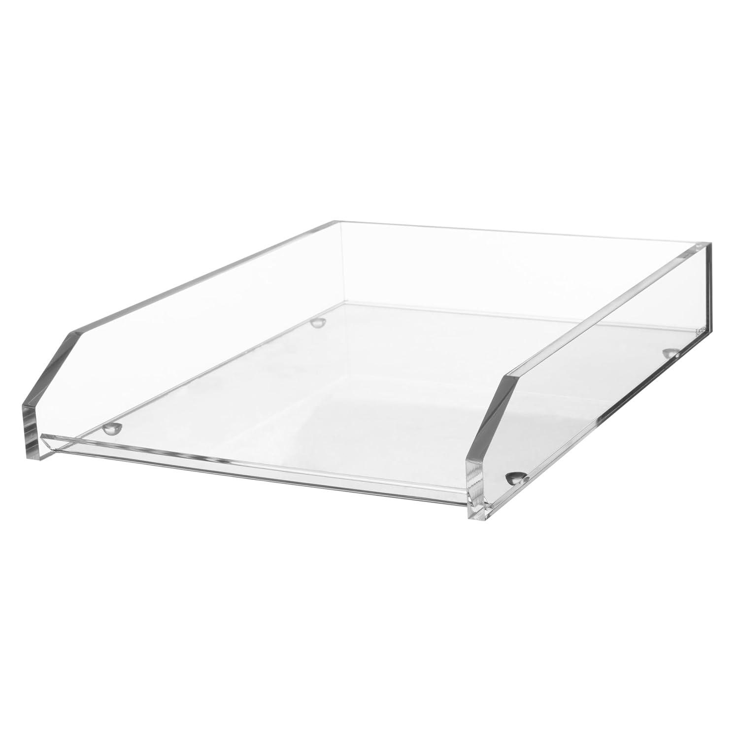 Kantek Kantek Clear Acrylic Single Letter Tray Plastic Stackable Paper Organizer