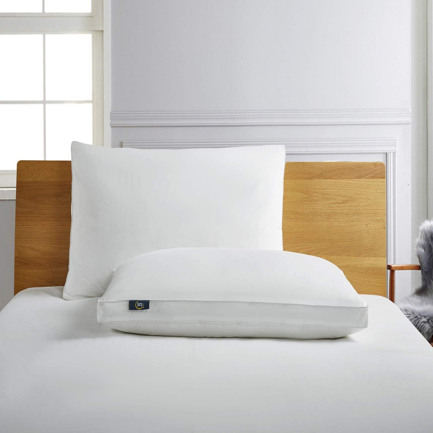 Serta 233 Thread Count White Goose Feather And White Goose Down Fiber Bed Pillow-Side Sleeper