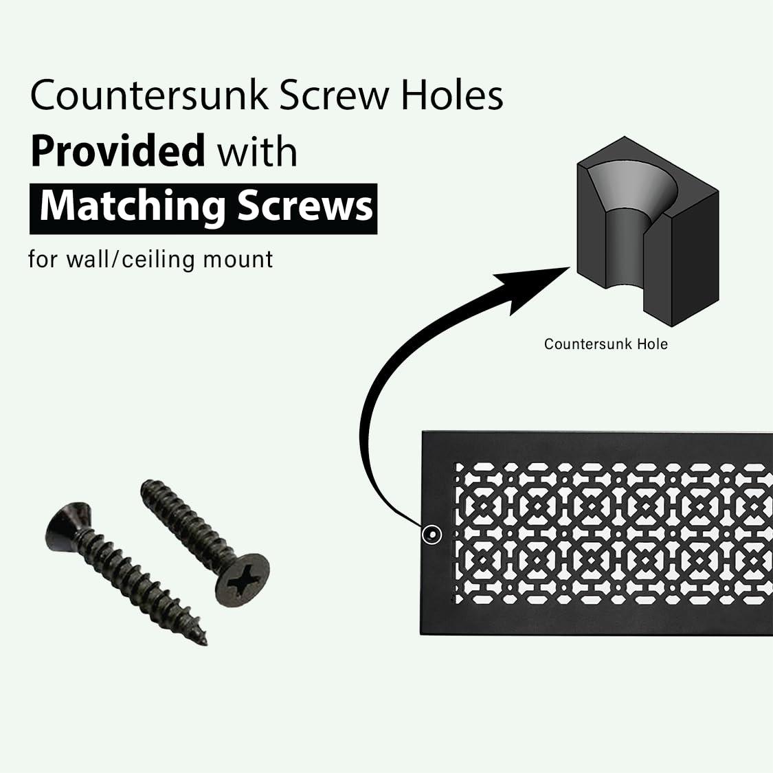 Achtek Air Return 6"x24" (Overall Size 8"x24") | Cast Aluminum Air Grille | HVAC Duct Cover for Home Ventilation