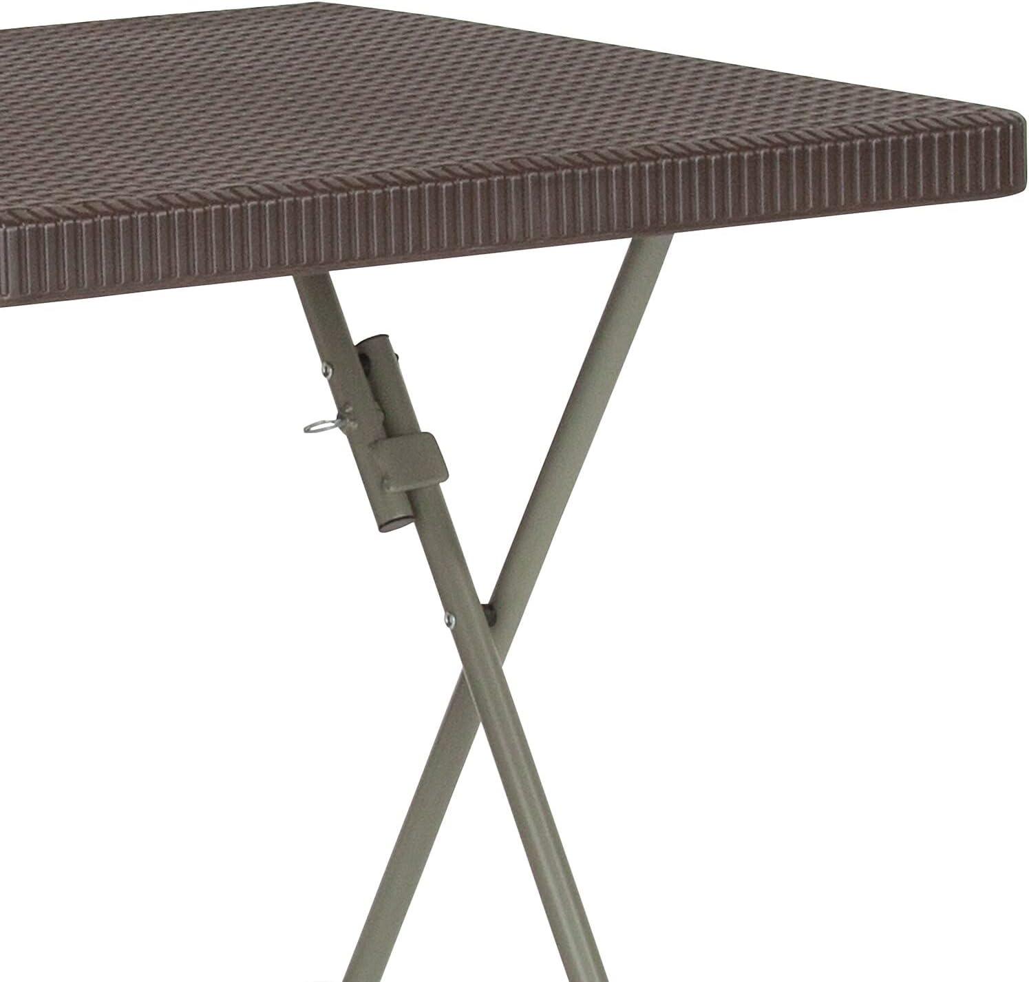 Noah 1.95-Foot Square Rattan Plastic Folding Table - Outdoor Event Table