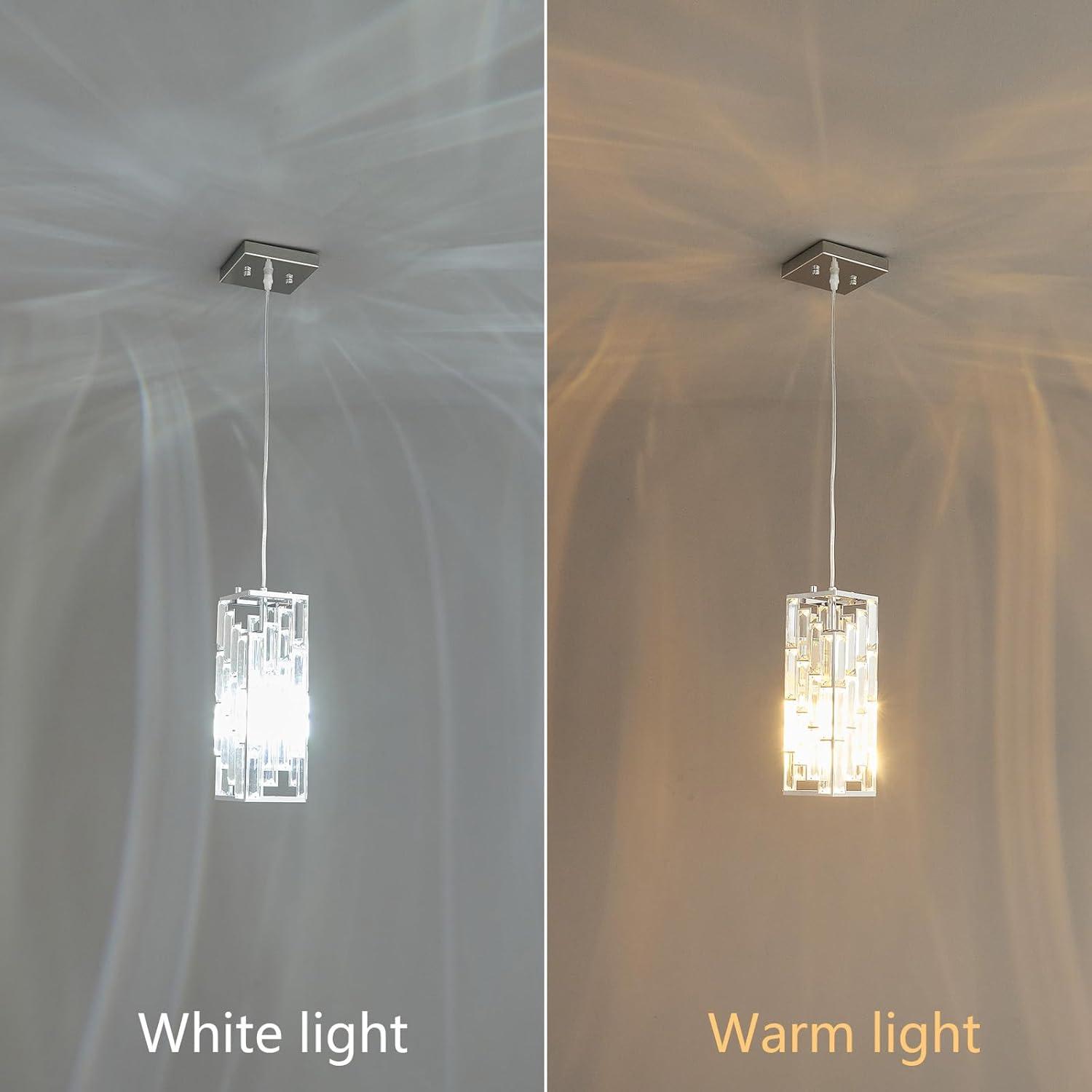 Miniyam Modern Crystal Pendant Light, 3-Pack Adjustable Hanging Ceiling Lamp for Dining Room, Chrome