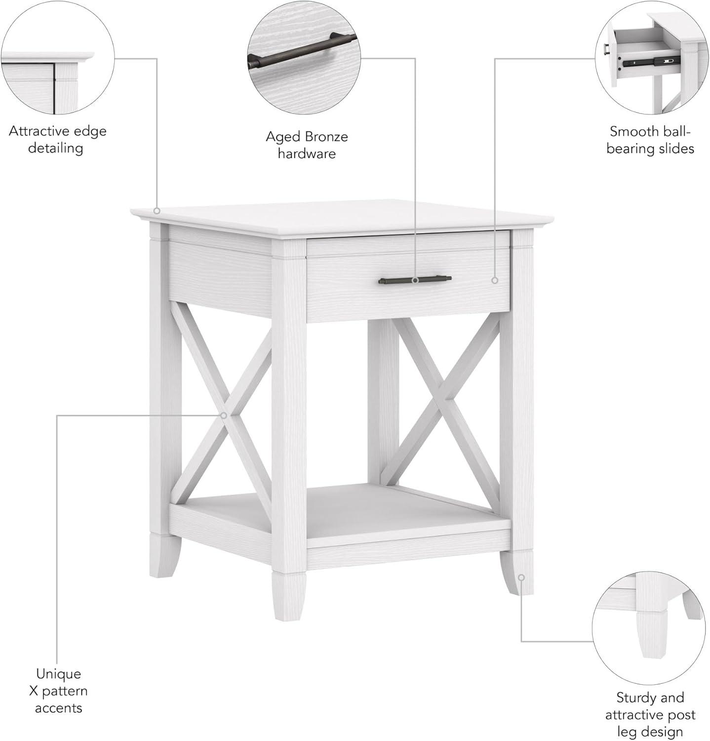 Key West End Table with Storage in Pure White Oak - Engineered Wood