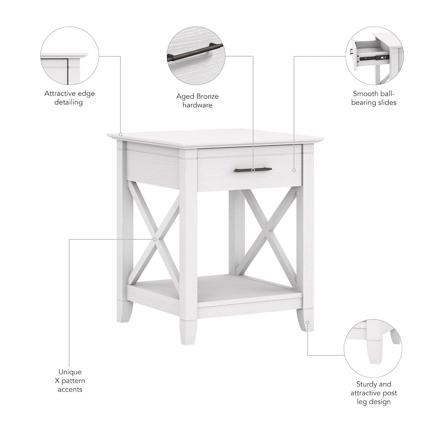 Key West End Table with Storage in Pure White Oak - Engineered Wood