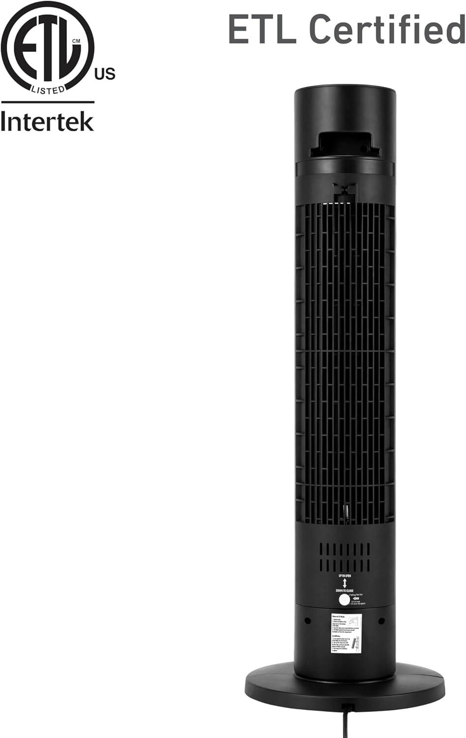 Holmes CleanBreeze 36” High 6-Speed Removable Grill Oscillating Digital Tower Fan with Remote, Black