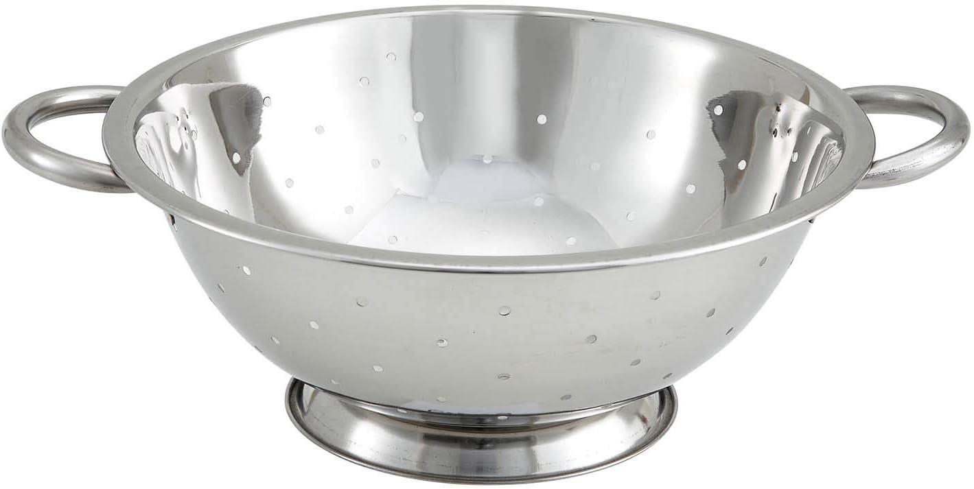 Winco 5-Quart Stainless Steel Colander with Handles and Base