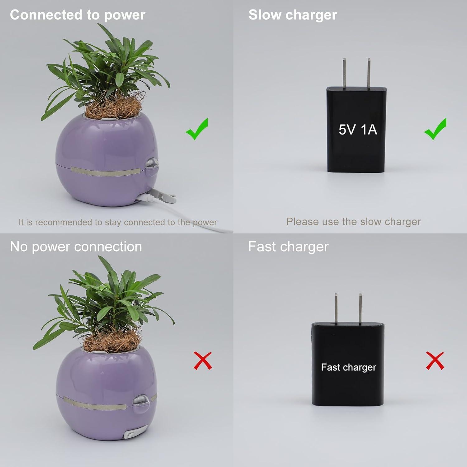 SENIURIS Ai Smart Planter, Intelligent Multiple Pets Like Expressions Flowerpots with Sensors, Smart AI Chips Make Rasising Plants Easy and Fun for Living Room. (Purple)