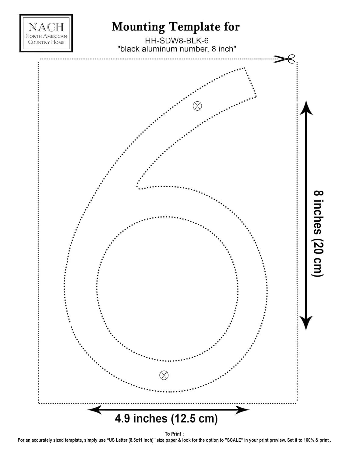 NACH 8'' H Metal House Number