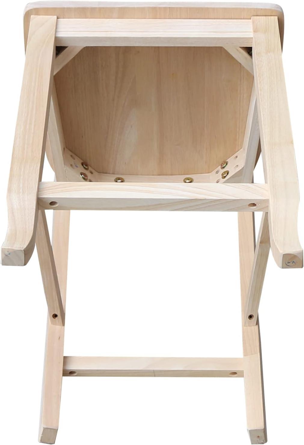 24" Double X Back Counter Height Barstool Unfinished - International Concepts: Solid Wood, Kitchen Island Seating