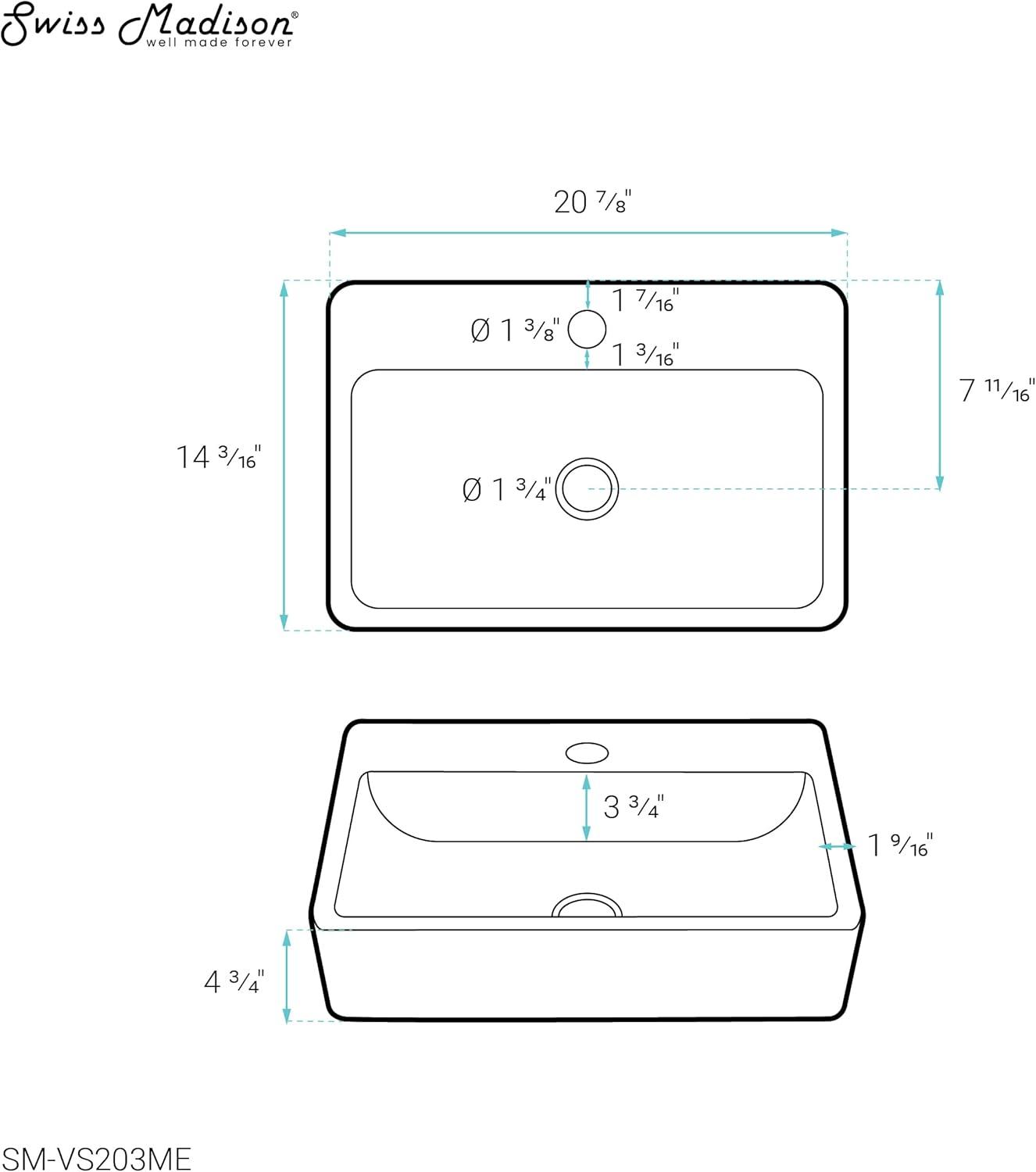 Claire 20 Rectangle Ceramic Vessel Sink