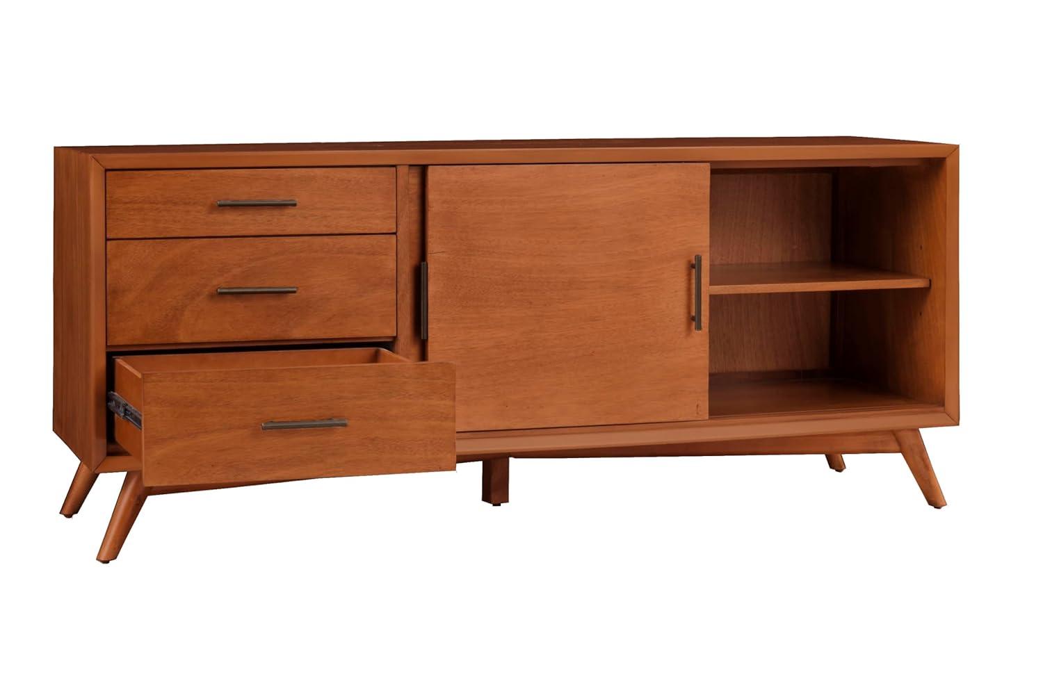 Alpine Furniture Flynn Large Wood TV Console in Acorn Brown