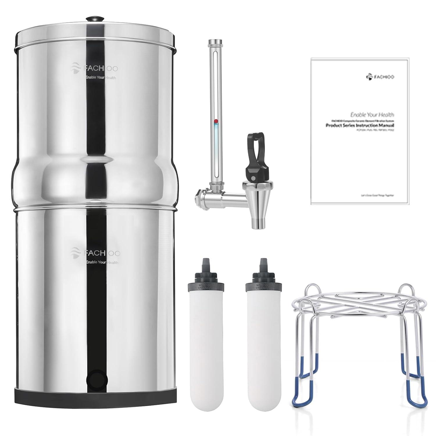 2.25 Gallon Stainless Steel Gravity-fed Water Filter System