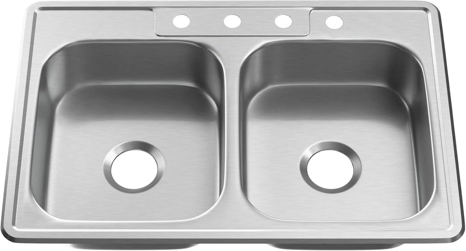 22'' L Drop-In Double Bowl Stainless Steel Kitchen Sink