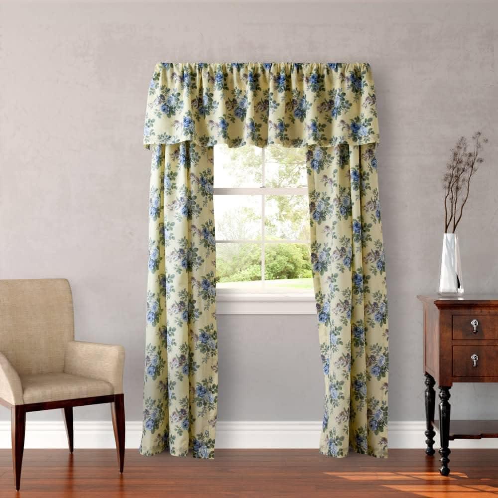 Pastel Yellow Floral Cotton Window Valance