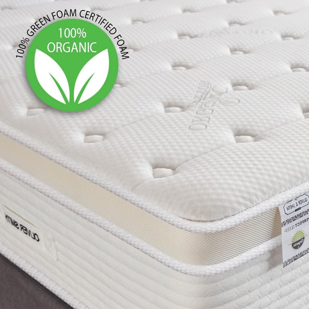 Queen Size Mattress - 14 Inch Cool Memory Foam & Spring Hybrid Mattress - Euro Top - Medium Firm - Oliver & Smith