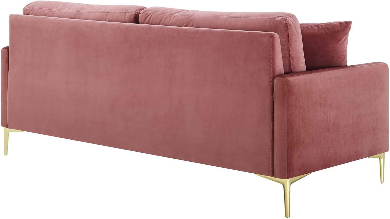 Modway Juliana Performance Velvet Sofa in Dusty Rose Pink & Gold