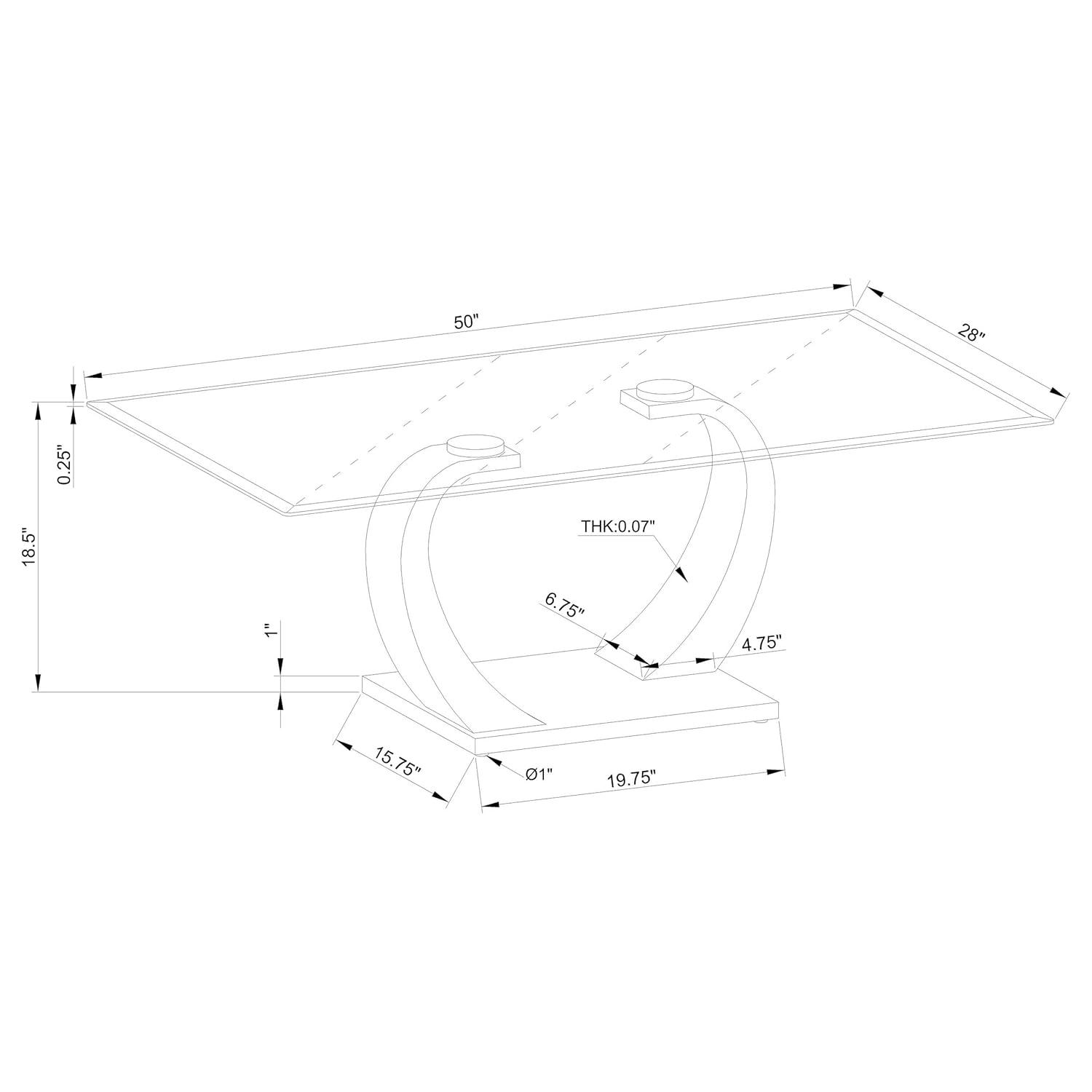 Coaster Pruitt Modern Glass Top Coffee Table Clear /Satin