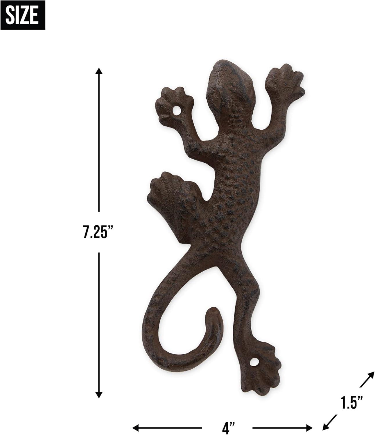 DII Cast Iron Collection Decorative Wall Hook Set, Lizard, 2 Count