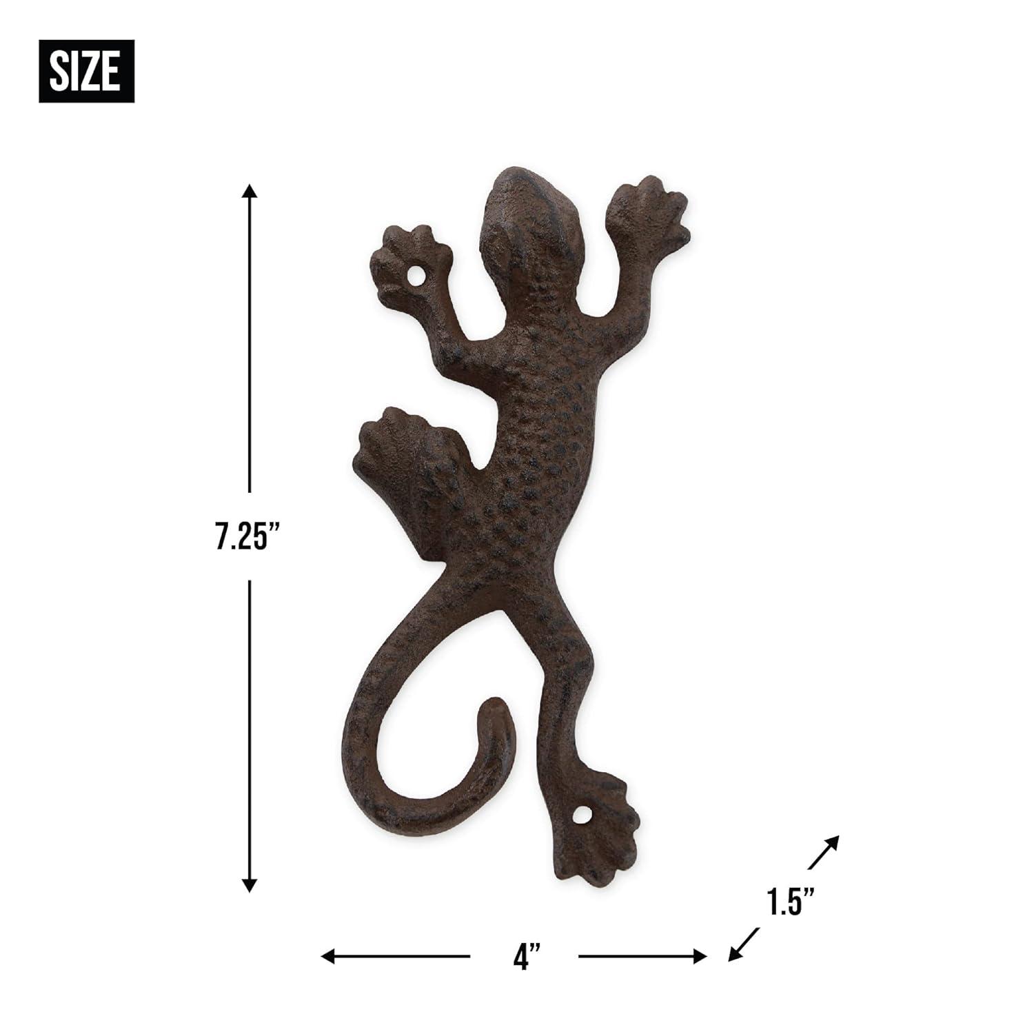 DII Cast Iron Collection Decorative Wall Hook Set, Lizard, 2 Count