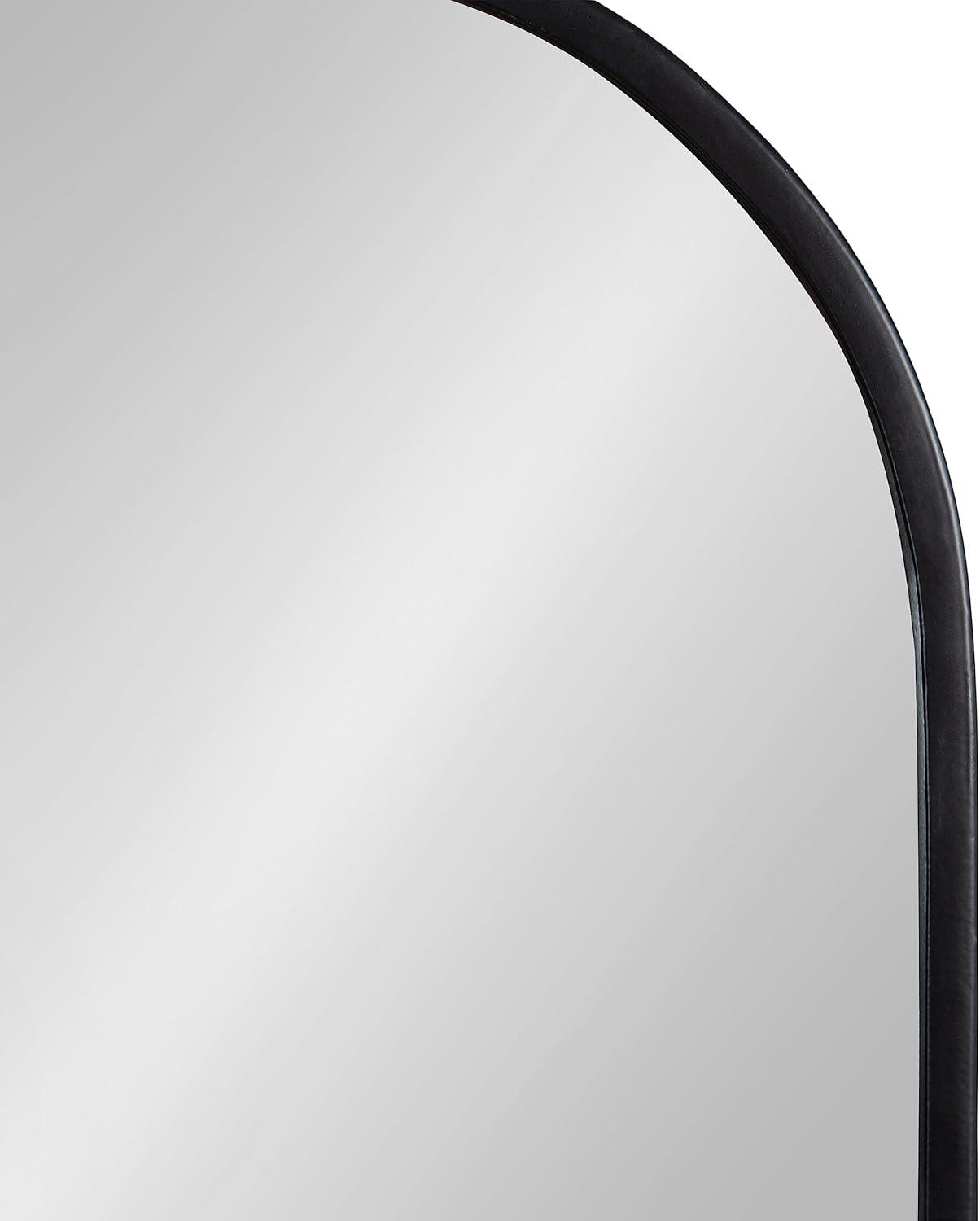 11"x25" Estero KD Metal Wall Mirror with Shelf Black - Kate & Laurel All Things Decor: Oval, Mid-Century Modern
