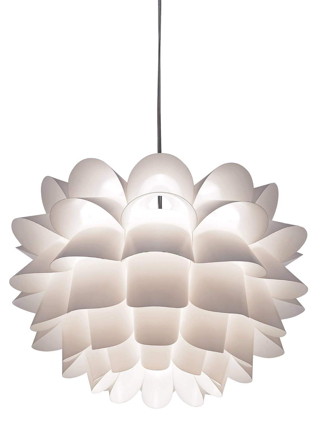 Possini Euro Design White Flower Pendant 19 1/2" Wide Modern Blooming Curved Petals for Dining Room Living House Home Foyer Kitchen Island Entryway