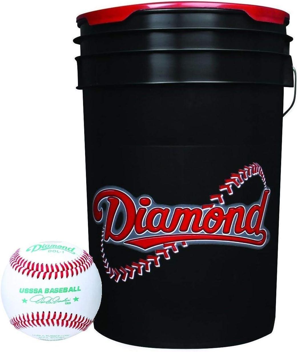 Diamond Baseball 30 D-OB Baseballs with Black 6 Gallon Ball Bucket BKT B D-OB 30