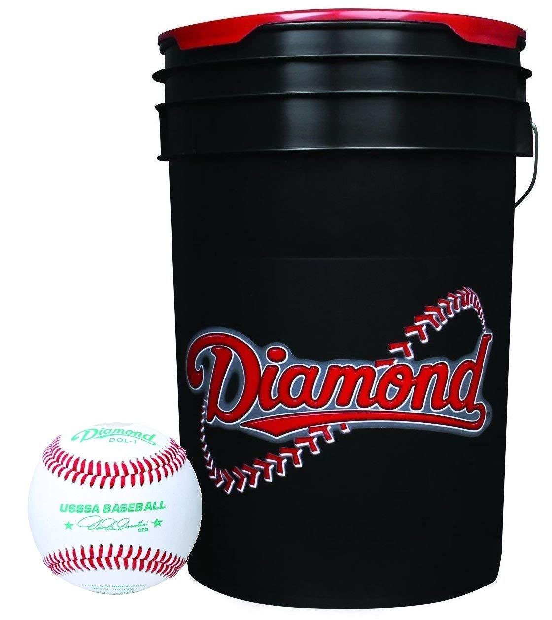 Diamond Baseball 30 D-OB Baseballs with Black 6 Gallon Ball Bucket BKT B D-OB 30