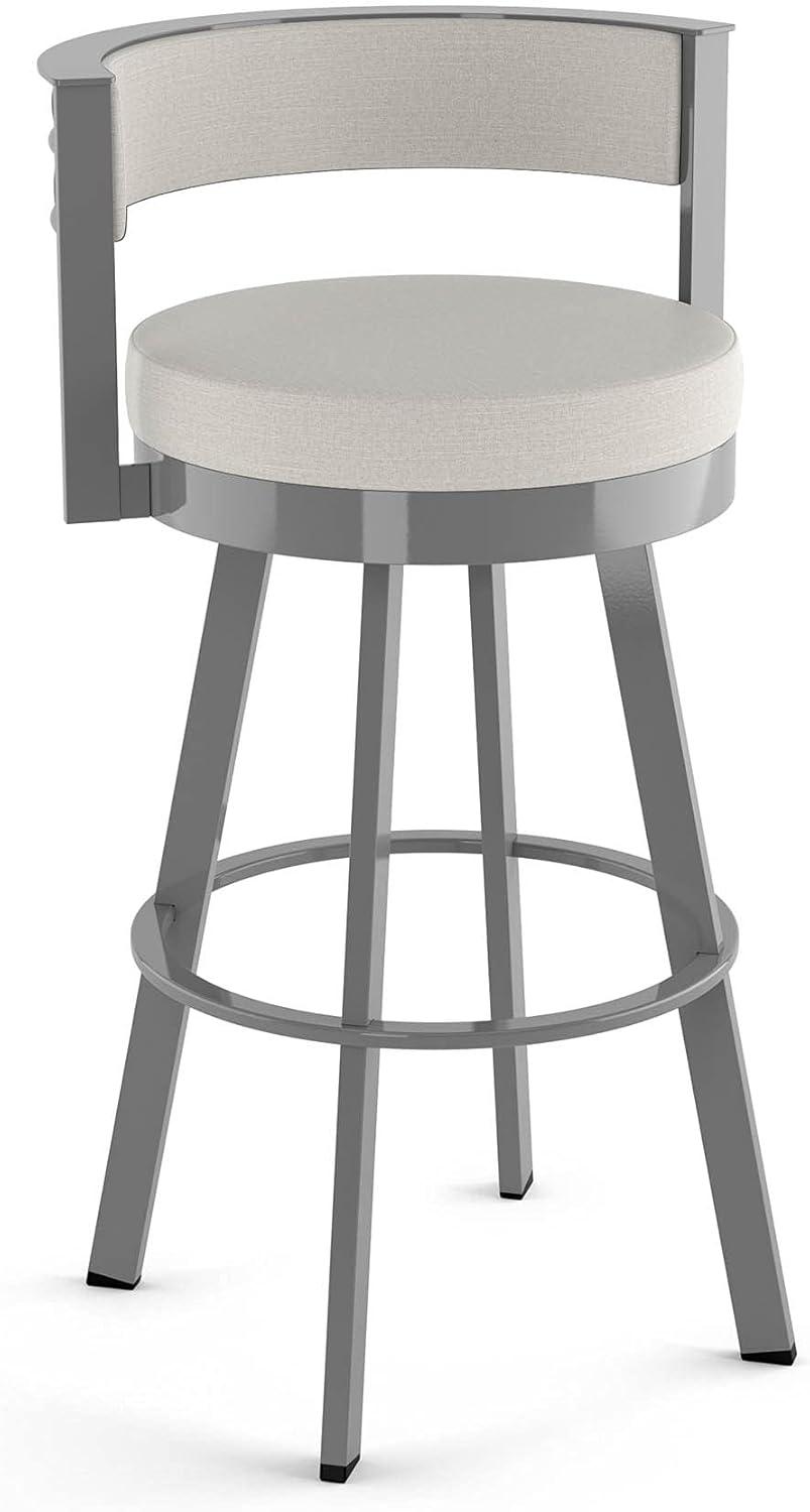 Amisco Browser Upholstered Counter Height Barstool Gray: Oval Back, Polyester, Steel Frame, 300 lbs Capacity