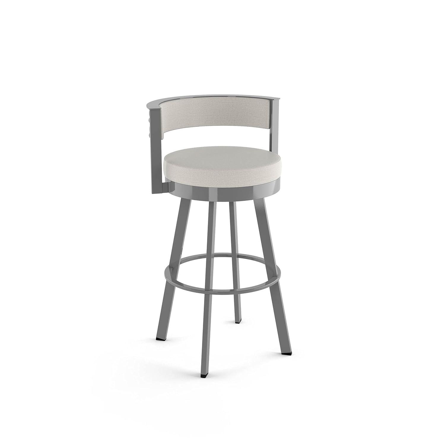 Amisco Browser Upholstered Counter Height Barstool Gray: Oval Back, Polyester, Steel Frame, 300 lbs Capacity