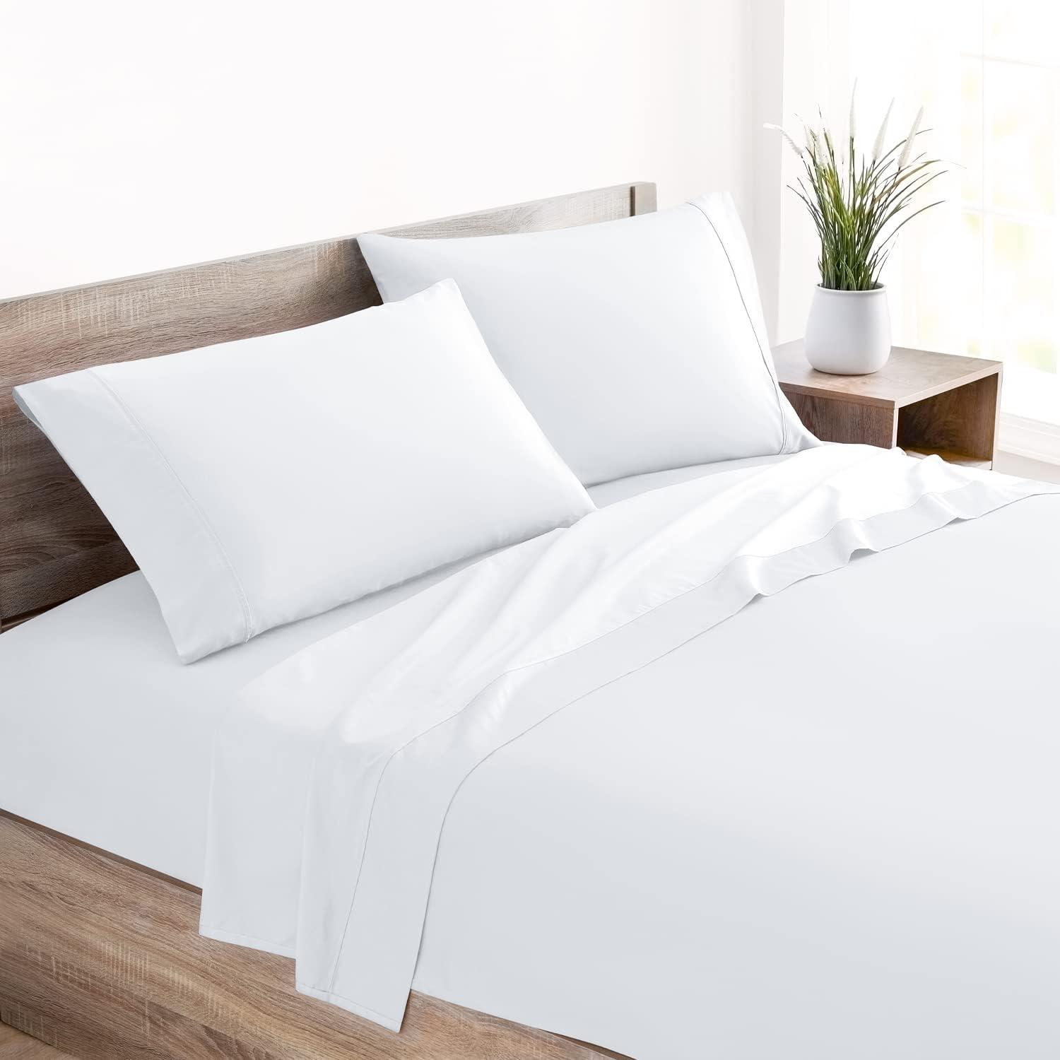 Queen White Cotton Deep Pocket Bed Sheet Set