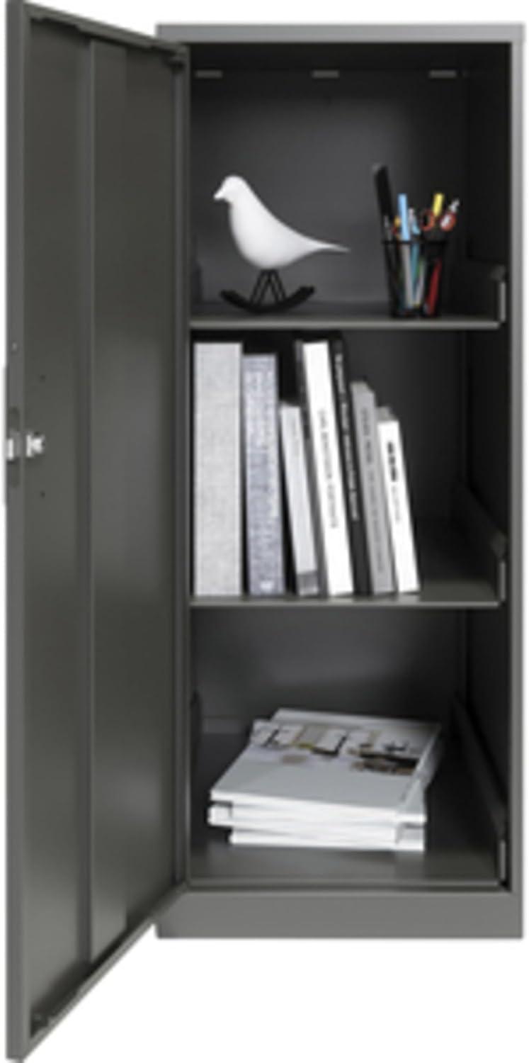 Lorell SOHO Steel Storage Cabinet 18" x 14.3" x 35.5" - 3 x Shelf(ves) - Lockable, Welded, Durable, Humidity Resistant, Temperature Resistant - Graphite - Steel - Recycled