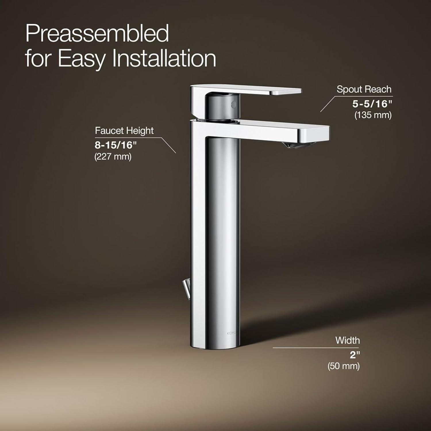 Parallel™ Tall Single-Handle Bathroom Sink Faucet, Single-Hole Faucet with Pop-Up Drain, 1.2 GPM