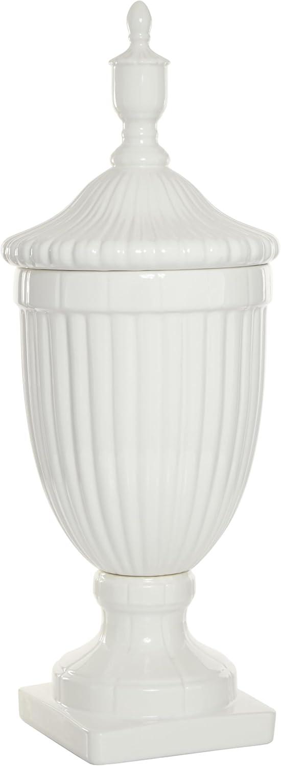 26" Modern Ceramic Urn Vase White - Olivia & May: Large Tabletop Decor, Novelty Design