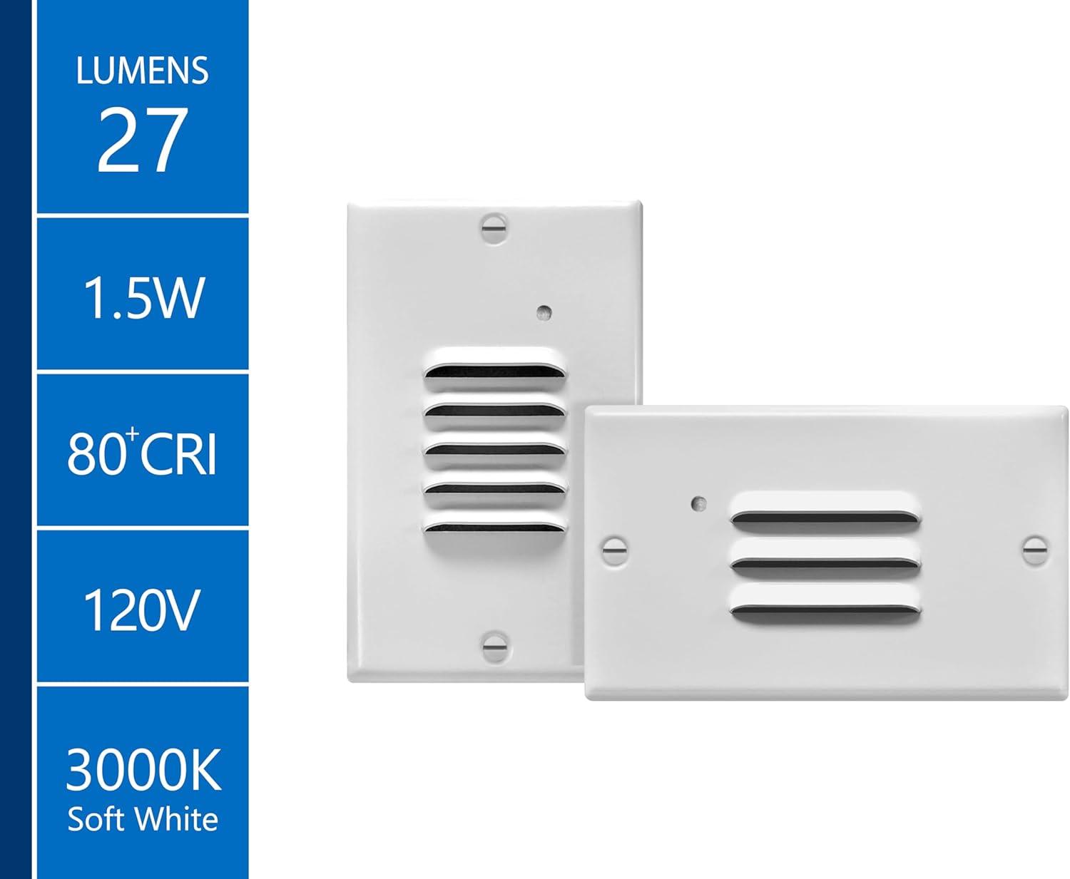 STP2 Series White LED Hardwire Stair Light Louvered with Dusk to Dawn Sensor