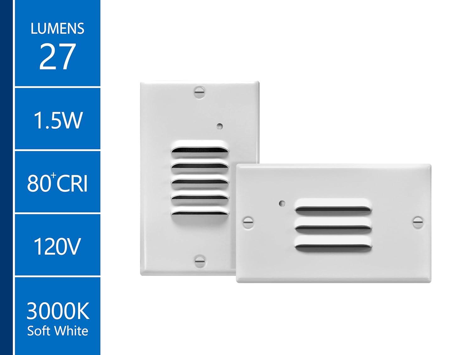 STP2 Series White LED Hardwire Stair Light Louvered with Dusk to Dawn Sensor