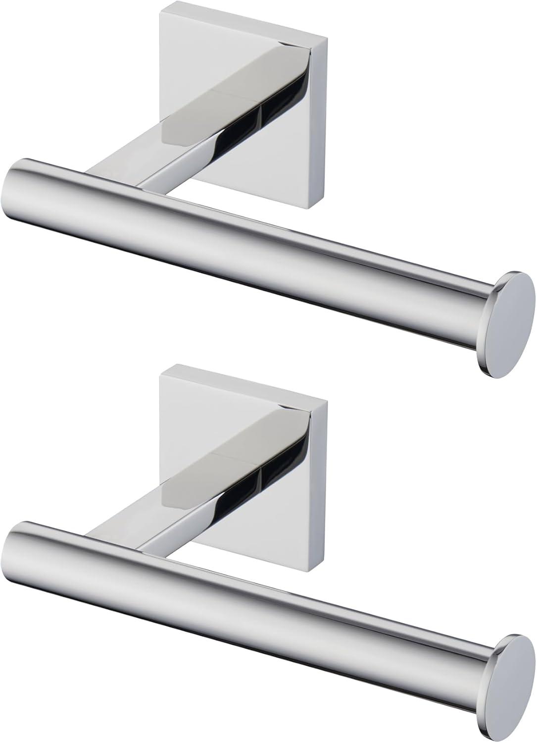 2 Pack Polished Chrome Toilet Paper Holders Wall Mount, Durable SUS304 Stainless Steel, Modern Toilet Paper Hangers for Bathroom