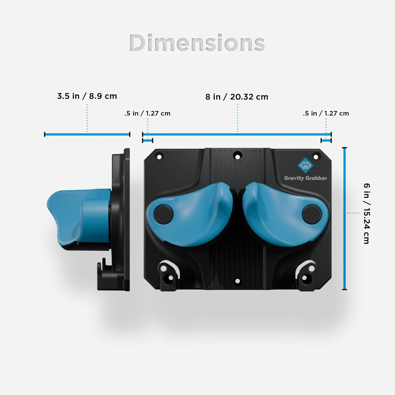 Gravity Grabber Black and Cyan Wall-Mounted Ski and Snowboard Rack 6-Pack