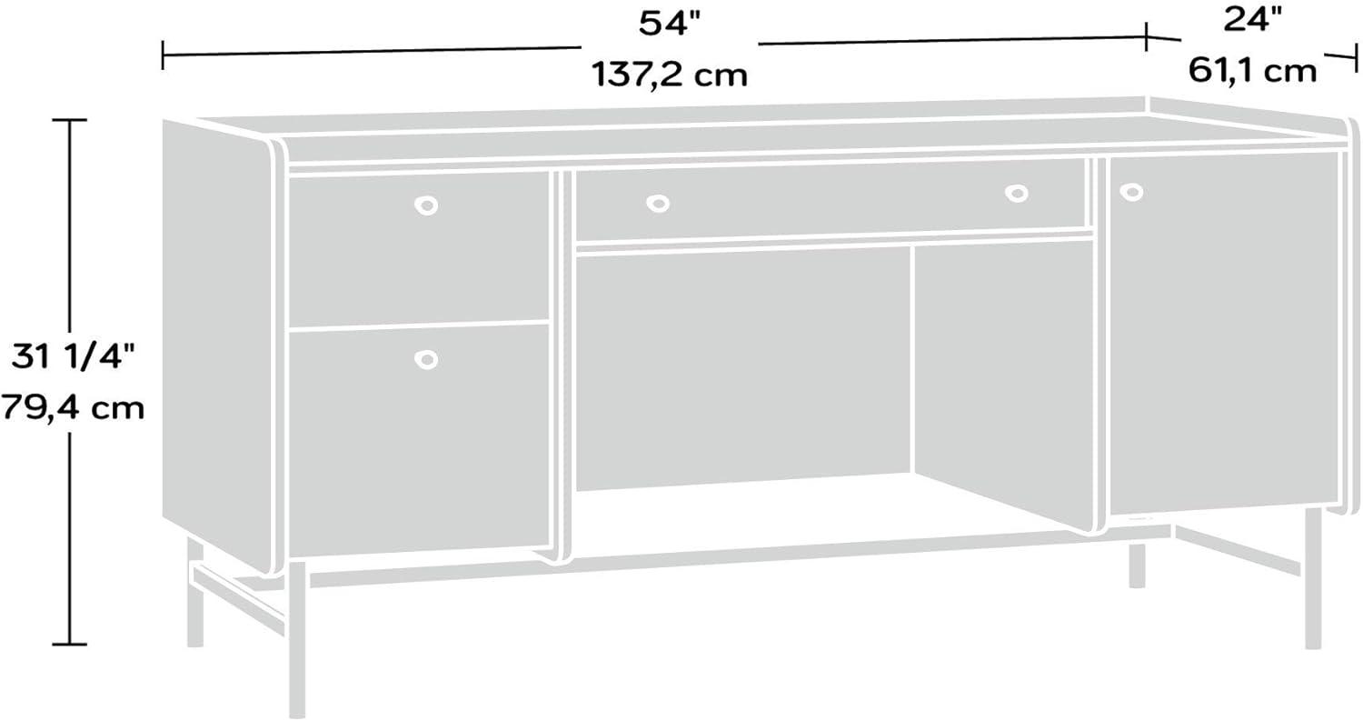 Grand Walnut 54" Black Metal Frame Desk with Filing Cabinet