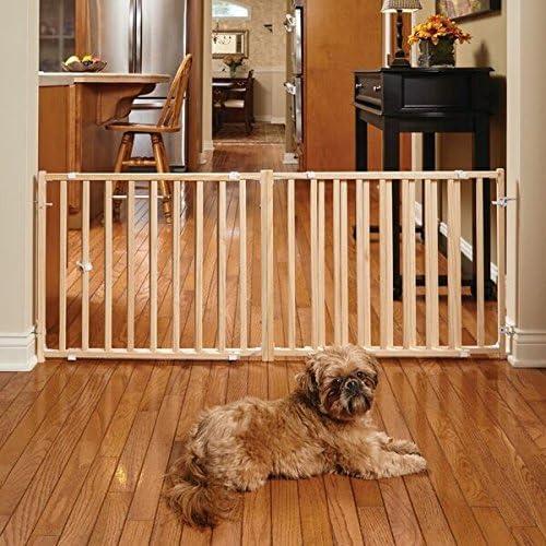 Extra-Wide Natural Wood Retractable Pet Gate