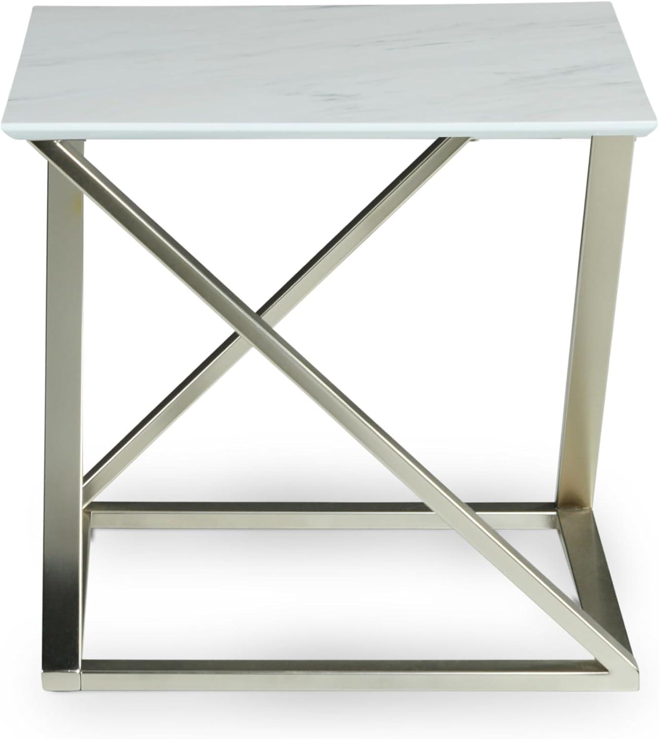 Zurich Square End Table White/Chrome - Steve Silver Co.