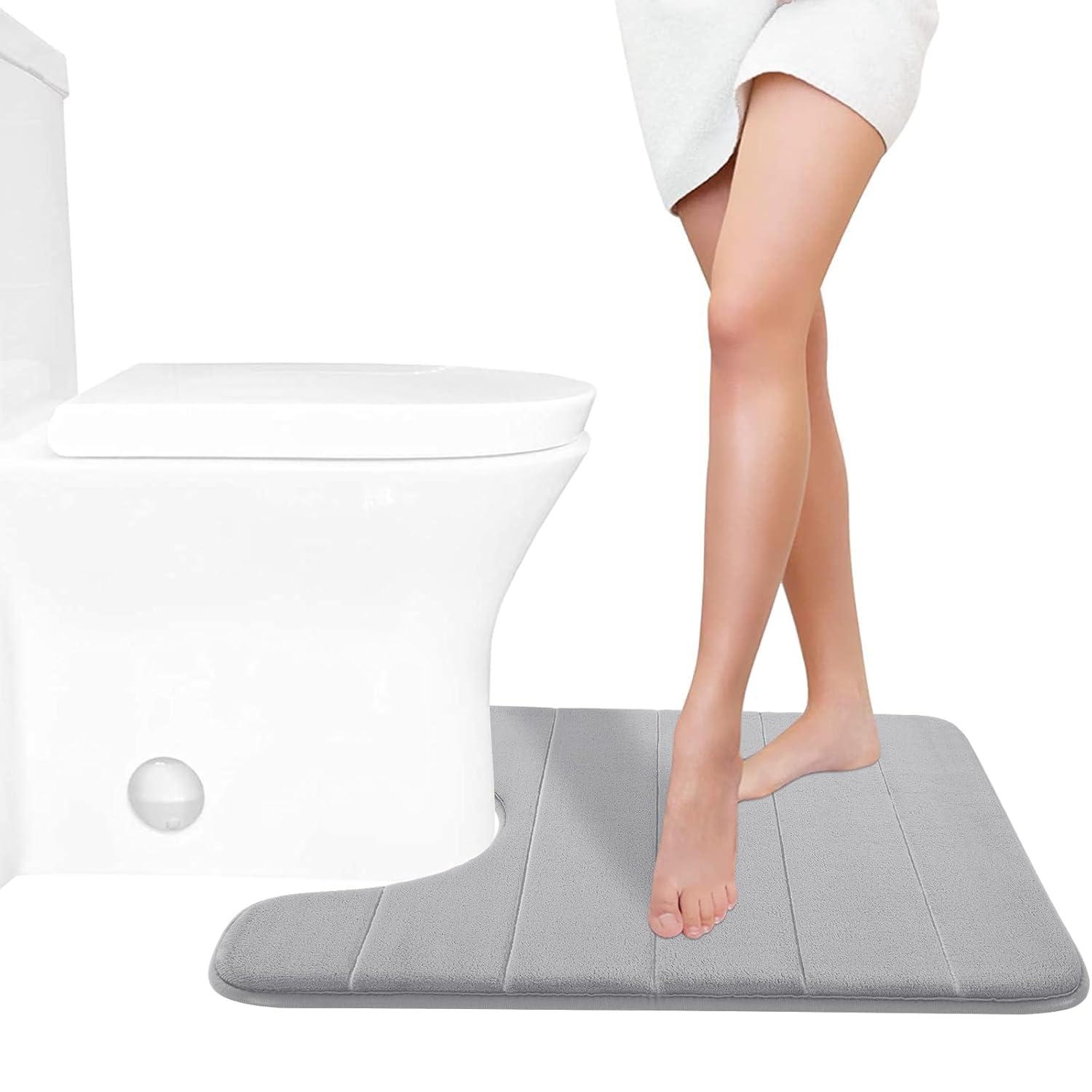 Yimobra Memory Foam Toilet Bath Mat U-Shaped, Commode Contour Rug, Soft and Comfortable, Super Water Absorption, Non-Slip, Thick, Machine Wash and Easier to Dry for Bathroom, 24 X 20 Inches,