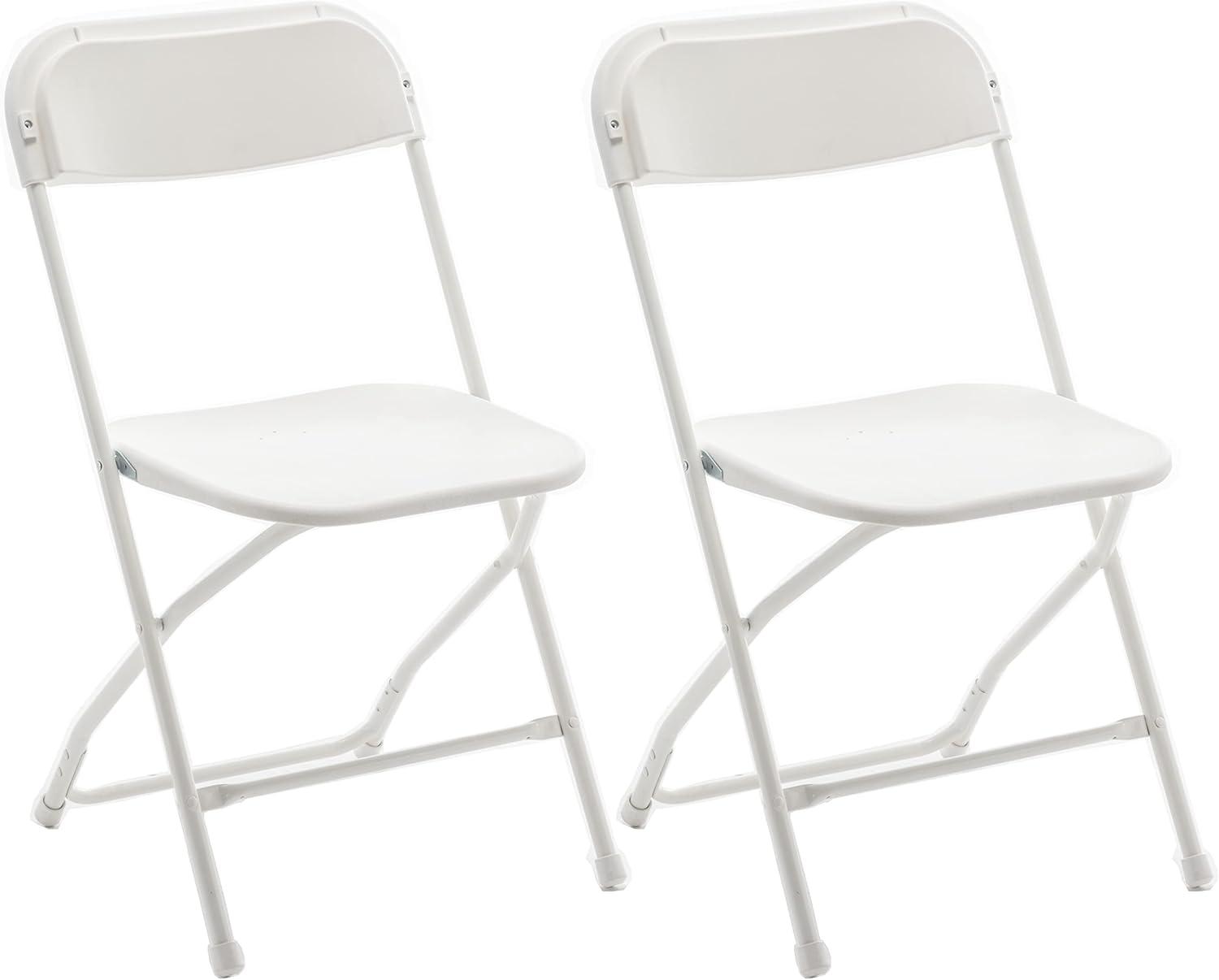 White Plastic Folding Steel Frame Event Chairs, Set of 2