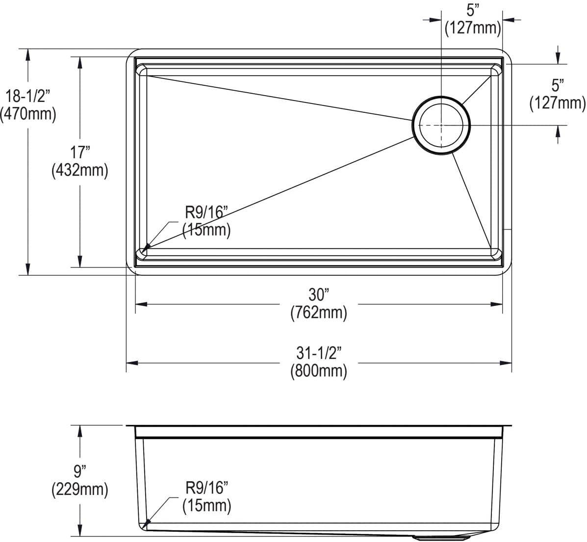 Crosstown Workstation 32" L x 19" W Undermount Kitchen Sink with Accessories
