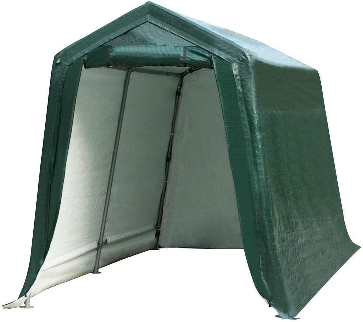 Gymax 7'x12' Patio Tent Carport Storage Shelter Shed Car Canopy Heavy Duty Green