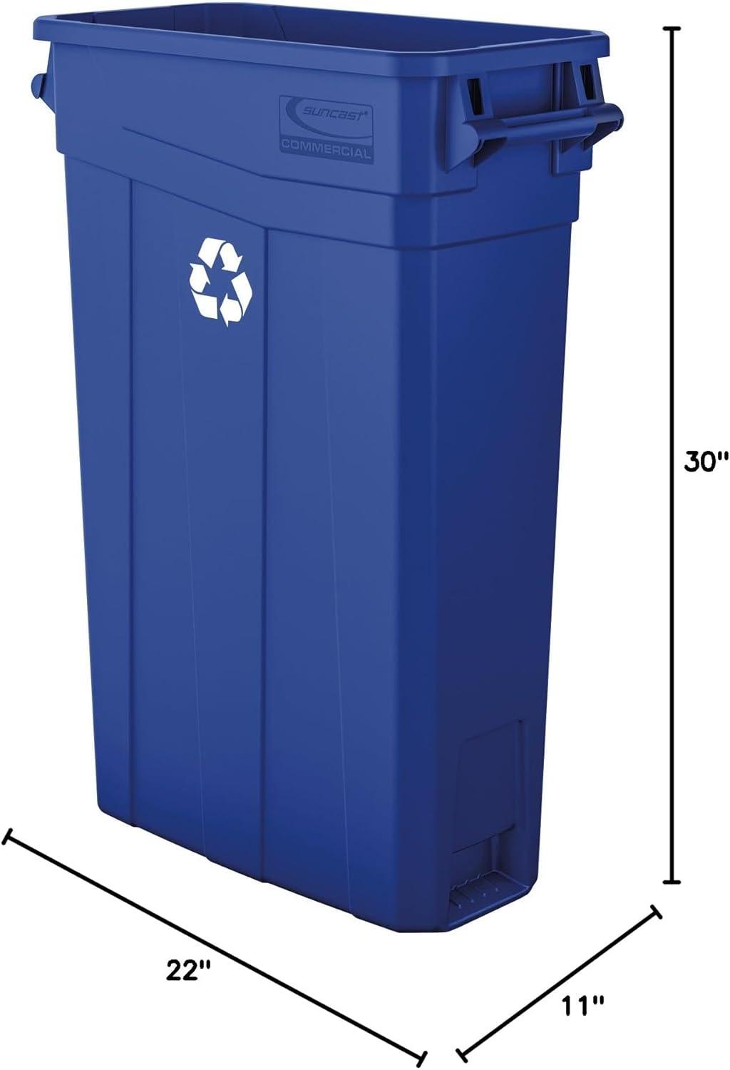 Blue 23 Gallon Slim Polypropylene Recycling Bin