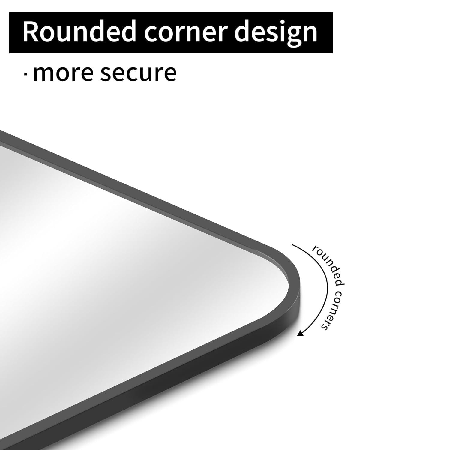 30 x 50 Inch Bathroom Mirror, Matte Black Wall Mirror with Metal Frame, Decorative Rectangular Vanity Mirror for Bedroom Bathroom Living Room Entryway (Horizontal/Vertical)