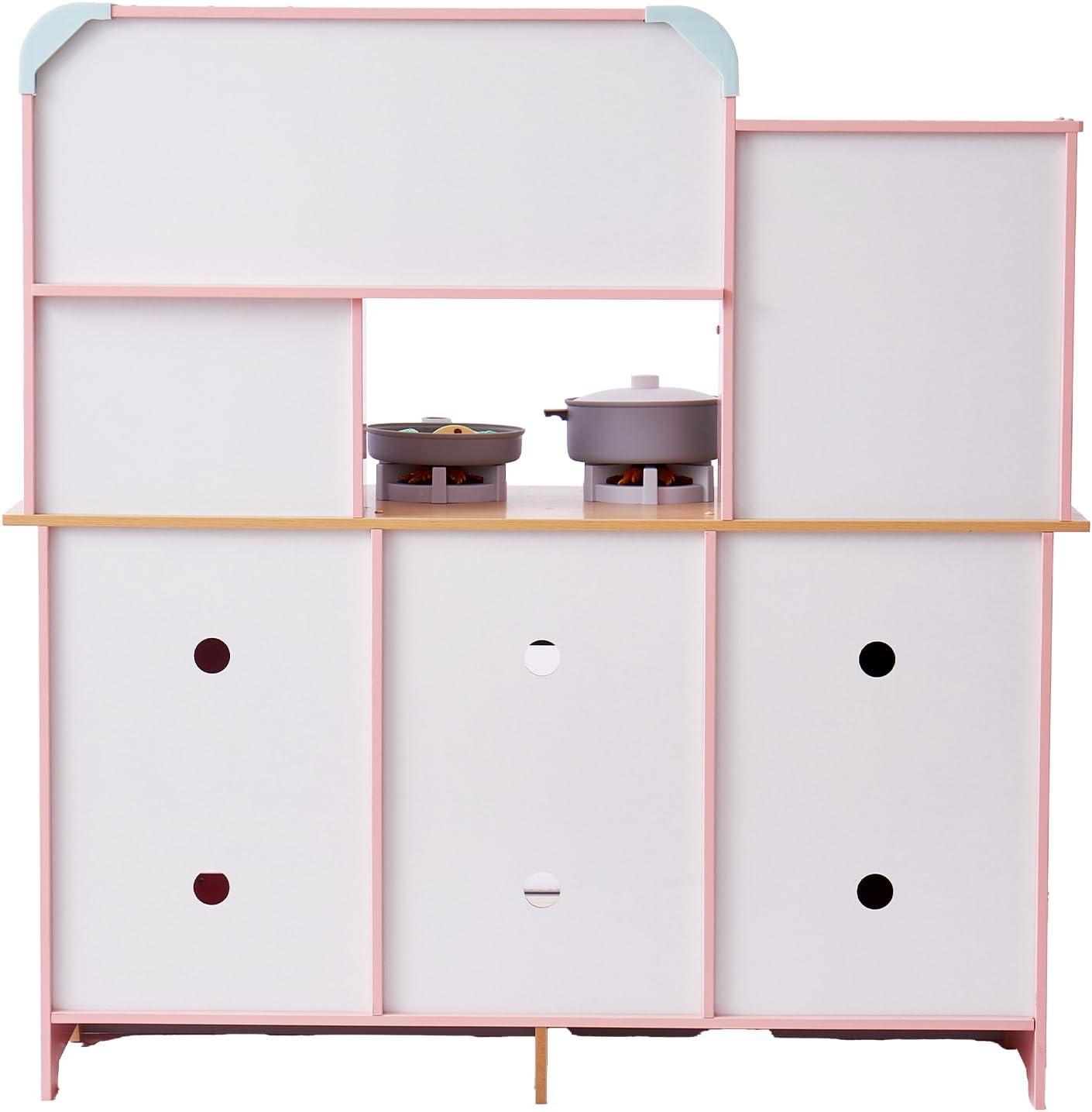 Pink Wooden Play Kitchen with Lights and Sounds