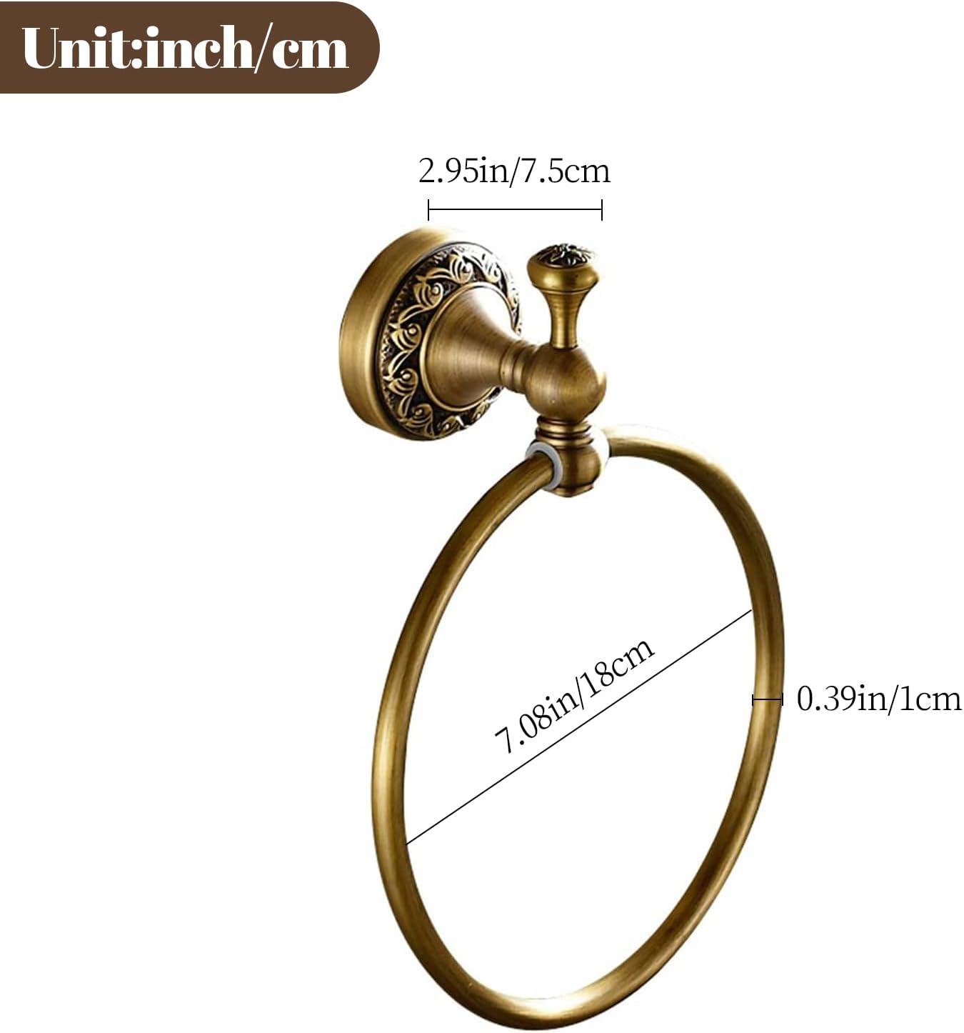 Leyden Polished Gold Towel Ring, Bathroom Hand Towel Holder Wall Mounted Gold Towel Rack Round
