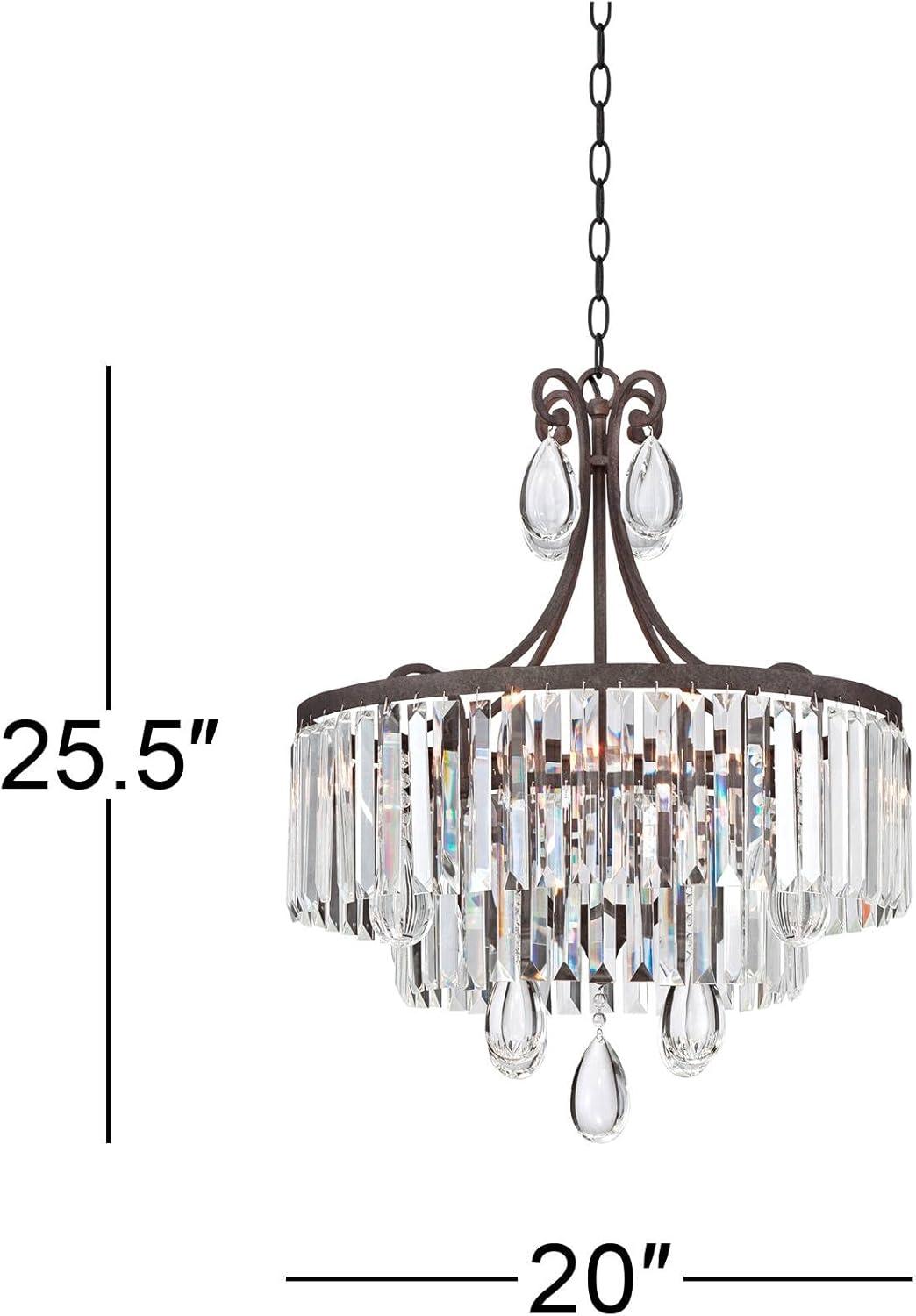 Elegant Bronze and Crystal 20" Wide 4-Light Chandelier